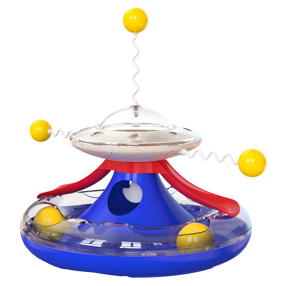 Kitten Tumbler Track Balls Toy Cat Carousel Shaped Turntable Leaky Food Toy Intelligence Boosting Cat-teasing Stick Pet Supplies