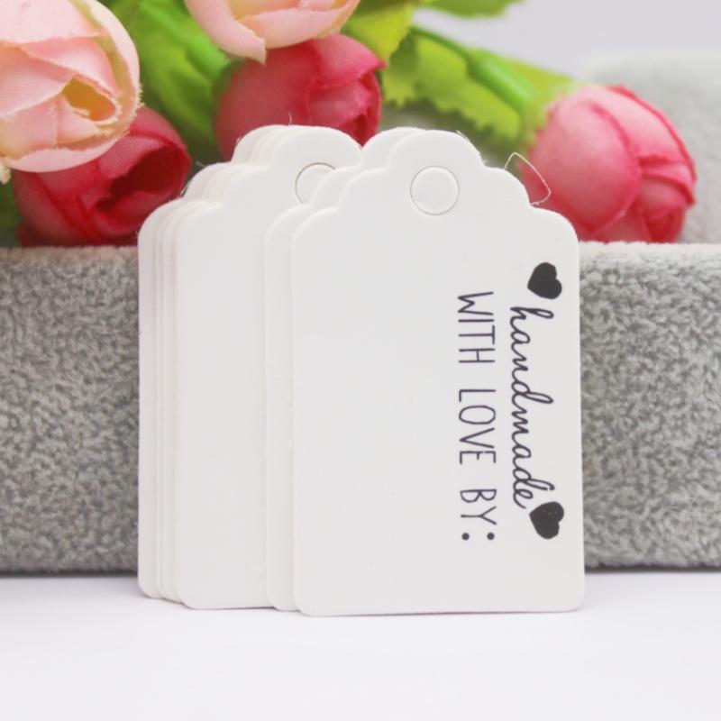 100 szt. + 100 sznurków 3x5 cm biały/papier kraft. Dziękujemy za ręczne wykonanie zawieszki do etykiety