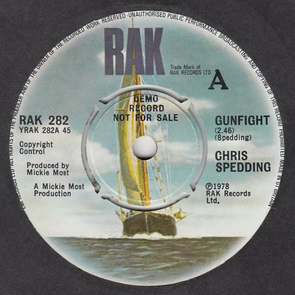 

7-дюймовая пластинка CHRIS SPEDDING Gunfight RAK282PROMO RAK 1978 UK Rock Б/у