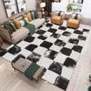 French Retro Rugs for Bedroom Checkerboard Living Room Decoration Carpet Ins Wind Plaid Bedside Floor Mat Large Area Plush Rug