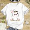 Kids Cute Cartoon Bunny Graphic Crewneck Short Sleeve T-Shirt