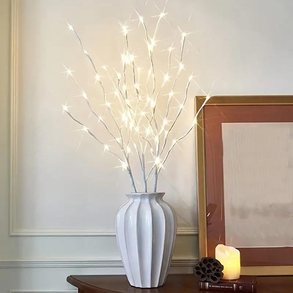 1 PC White Birch Branch Lights Battery Operated 50 LED Fairy Lights Willow Branches for Home Bedroom Inside Outdoor Decoration