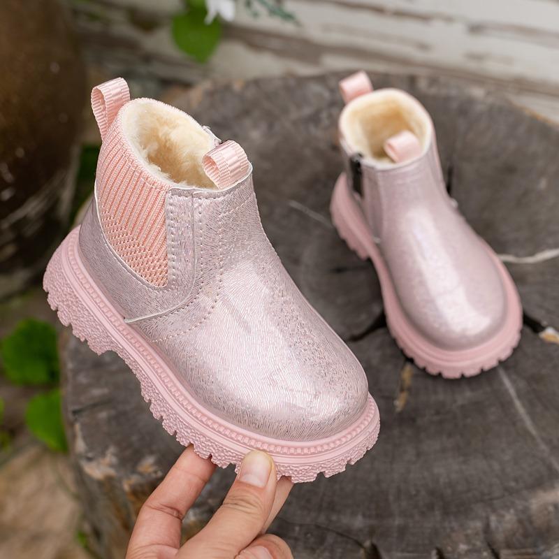 

Ботинки с ретро-узором для мальчиков и девочек, удобные, на молнии, повседневные, осенне-зимние 30 розовый