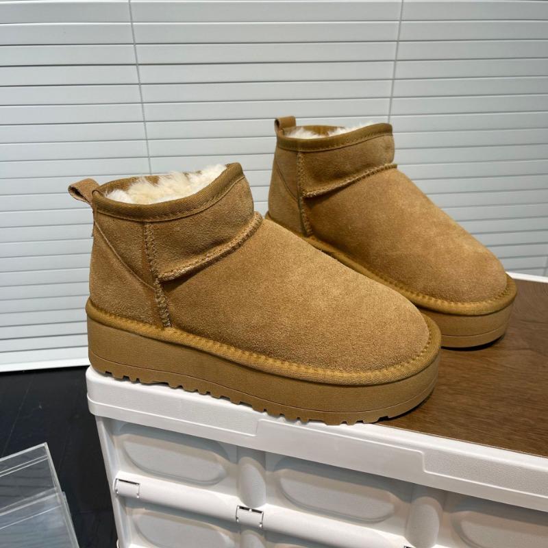 Autumn New Fur Integrated Snow Boots Women's Short Tube Autumn and Winter New Warm Short Boots Genuine Leather