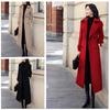 2023 Autumn Winter Women's Long Woolen Suit Collar Trench Coat