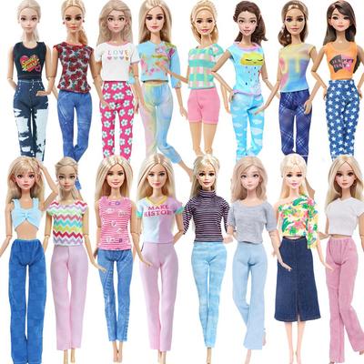 Random 2 Sets Doll Clothes for 30cm Dolls Daily Wear Shirt Pants Trousers 30cm Girl Doll 1/6 Accessories Kids Toy