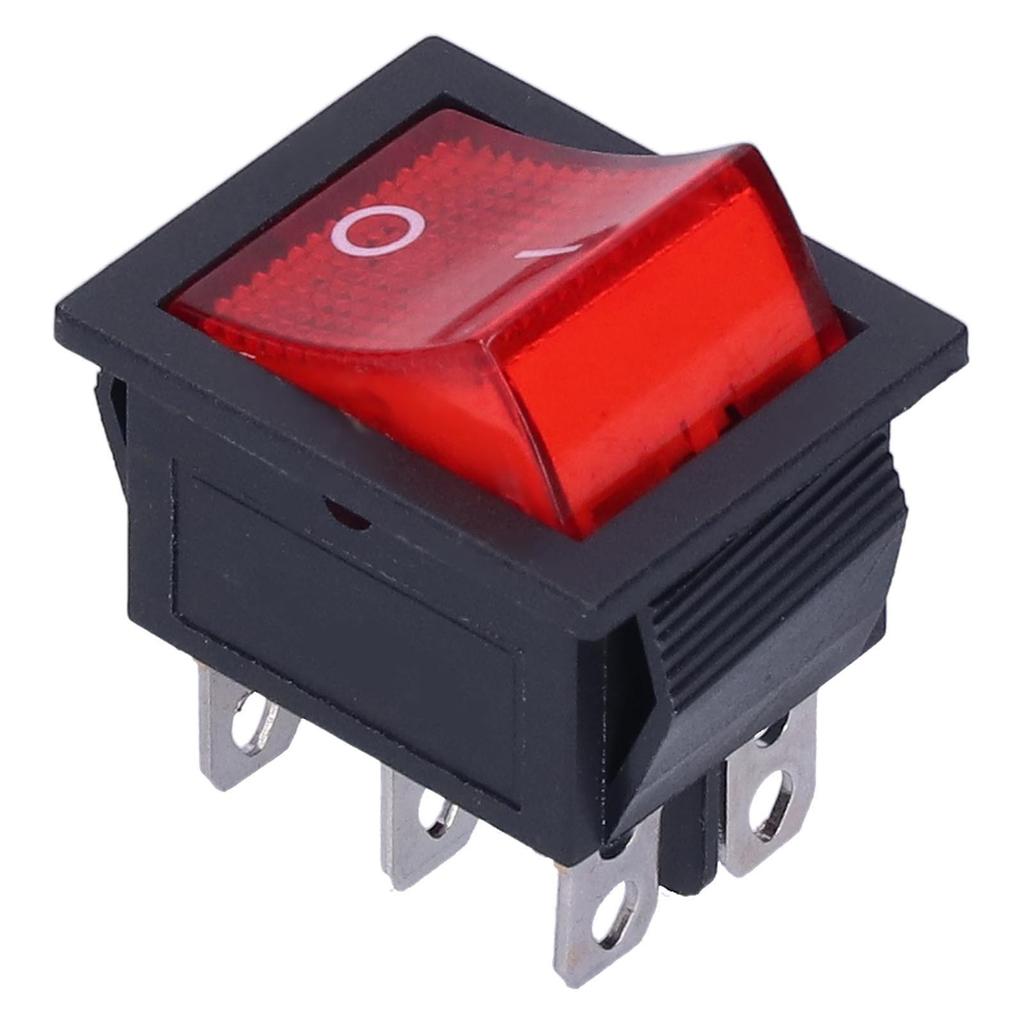 10Pcs Rocker Switch On/Off Red with Light 6‑Pin 2‑Level Power Supply KCD4 15A/250V