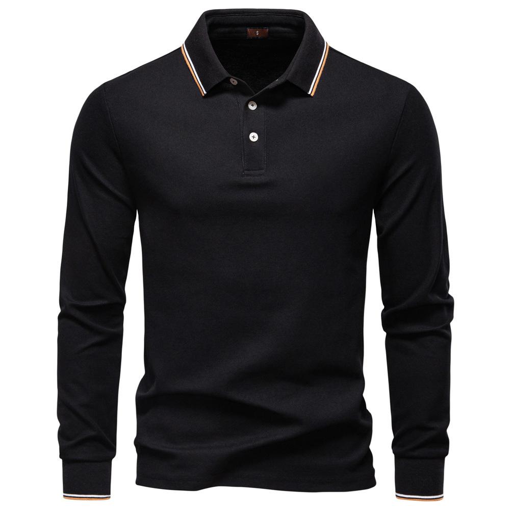 2026 Autumn New Men's Long Sleeved Polo Shirt, Solid Color Men's Top with Lapel, Versatile Polo Shirt for Men