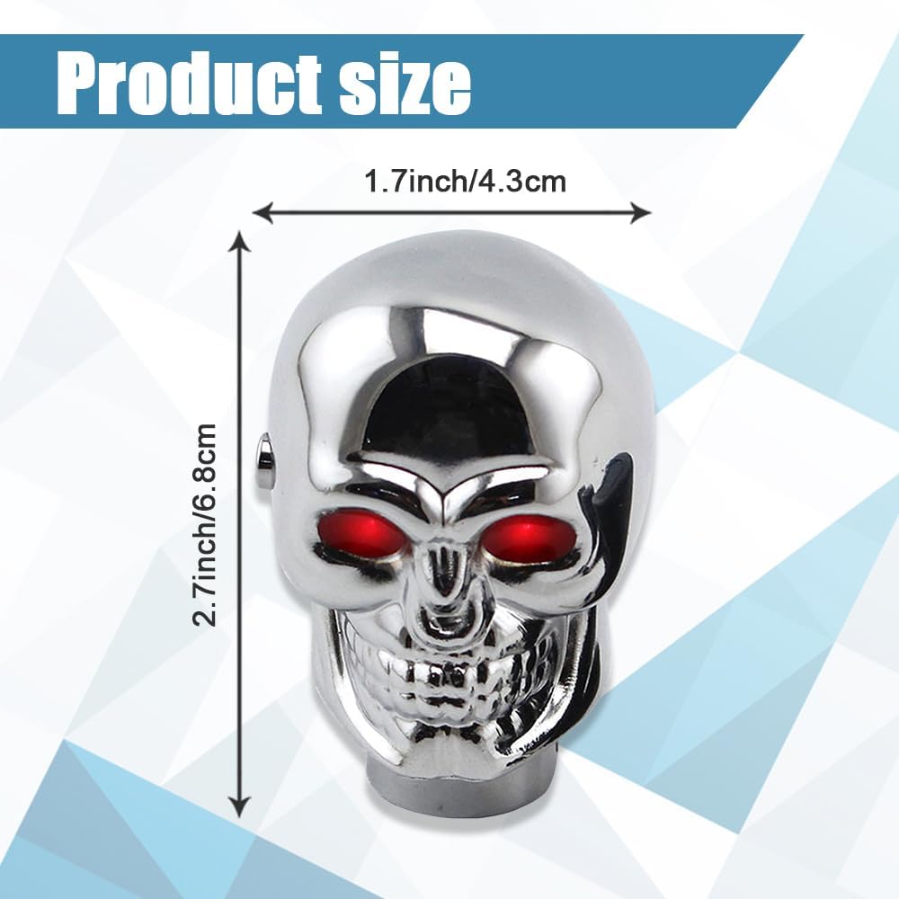 ASUBHA Skull Shifter Knob, Personalized Skull Shifter Head With Adjustable LED Double Eyelet Decorations, Gear Knob Head Universal Car Interior