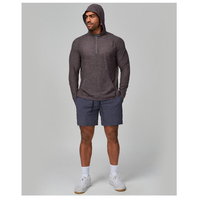 Mens Quick Dry Hooded Long Sleeve Fitness Running Outdoor Training Jacket