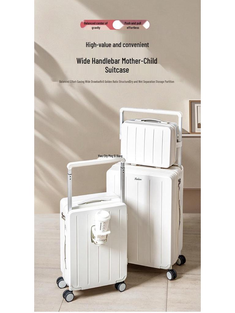 Lightweight 20/24 Inch Carry-on Suitcase with Wide Drawbar and Combination Lock for Men and Women