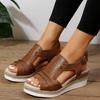Leather Sandals Women Heeled Women Open Toe Slingback Sandals Vacation Bohemian Shoes Wedge Sandals For Ladies Sandals For Woman