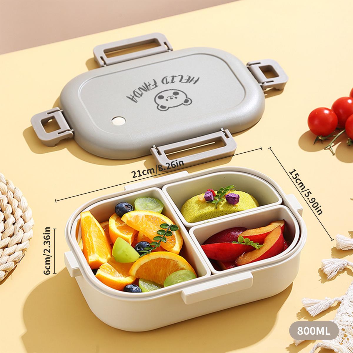 

Пластиковый ланч-бокс бэнто с 3 отделениями, портативный, для студентов, детей, ланч-бокс, можно использовать в микроволновой печи, съемный, герметичный, разделенный контейнер для ланча 3&800ml коричневый