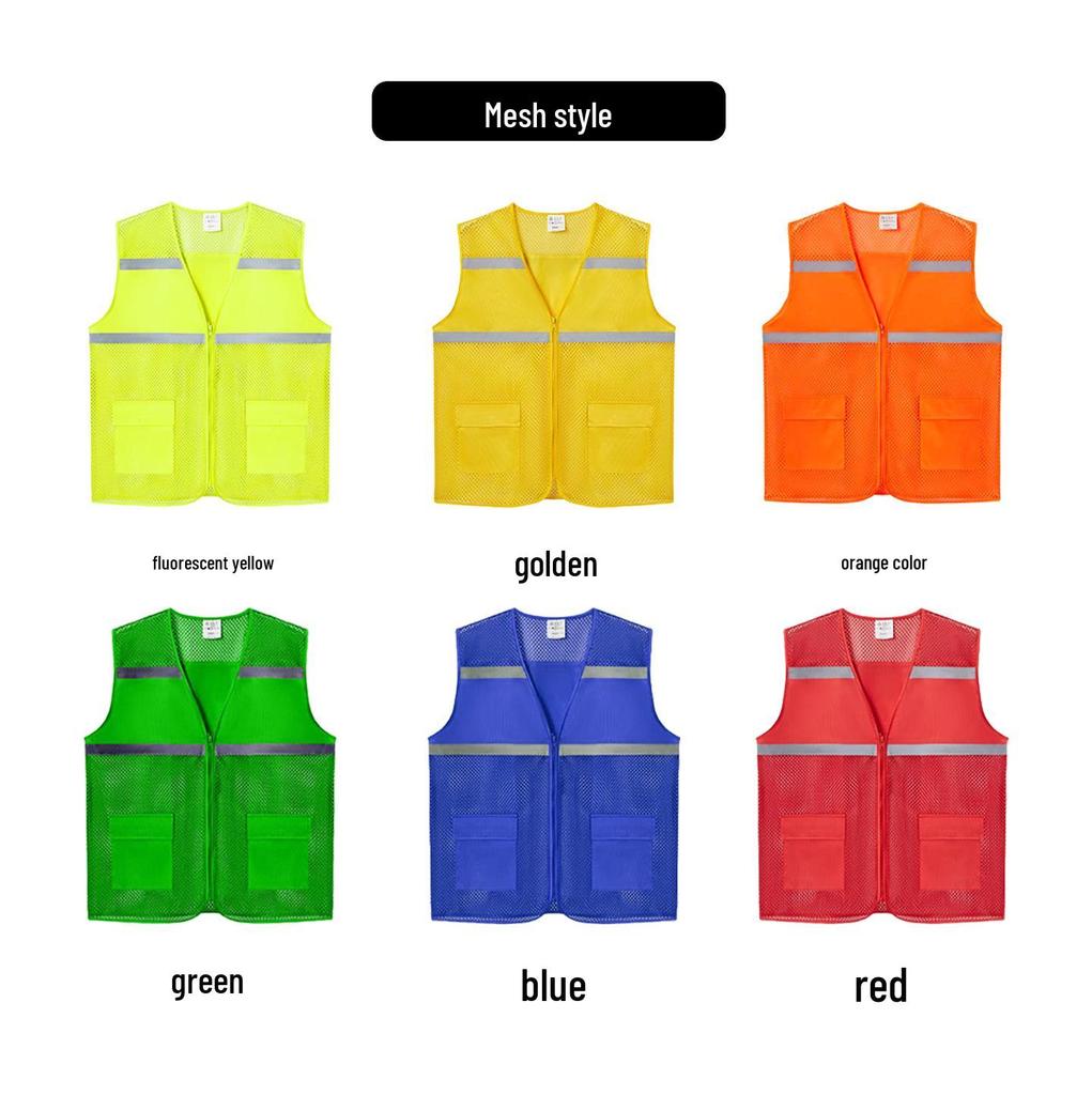 Iron Head Kung Fu High-Visibility Reflective Safety Vest - Breathable Mesh for Construction & Security