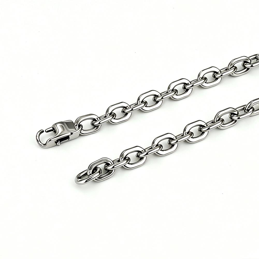 Titanium Steel Bamboo Joint Chain Bracelet Necklace for Men & Women - Simple Polished Design with Stainless Steel Ornaments