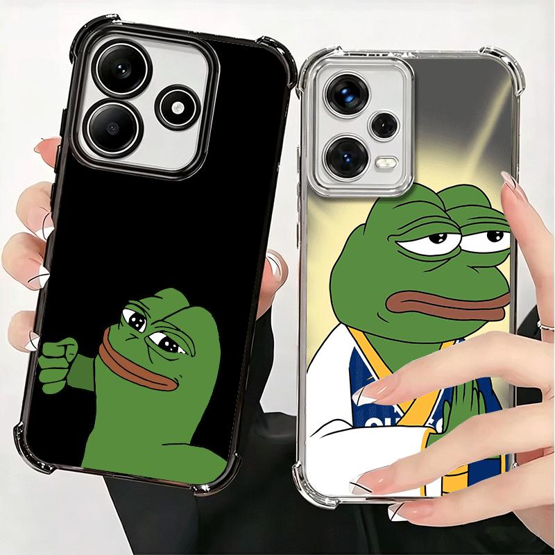 Funny Sad Forg P-Pepe Meme Plating Phone Case For Xiaomi Redmi Note 14 15 Pro Plus 13 12 11 11S 11T 10 9S 9 5G Anti-Fall Airabag