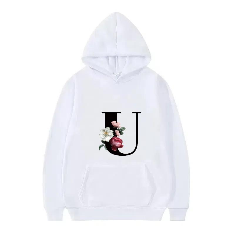 Letter Number Print Pattern Woman Fashion Loose Black Autumn Sporty Tops Clothes Pullovers Ladies Cheap Hoodies Men Sweatshirts