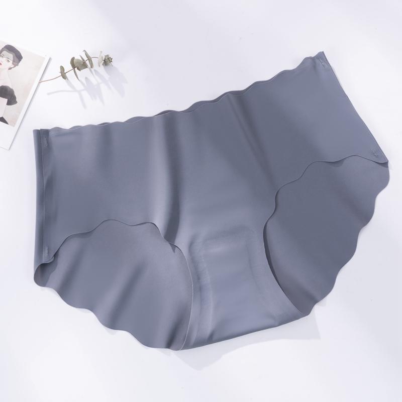 Ice Silk Seamless Breathable Mid-waist Underwear Panties for Women Wave-like Hip-lifting and Tummy-controlling Sexy Panties Briefs