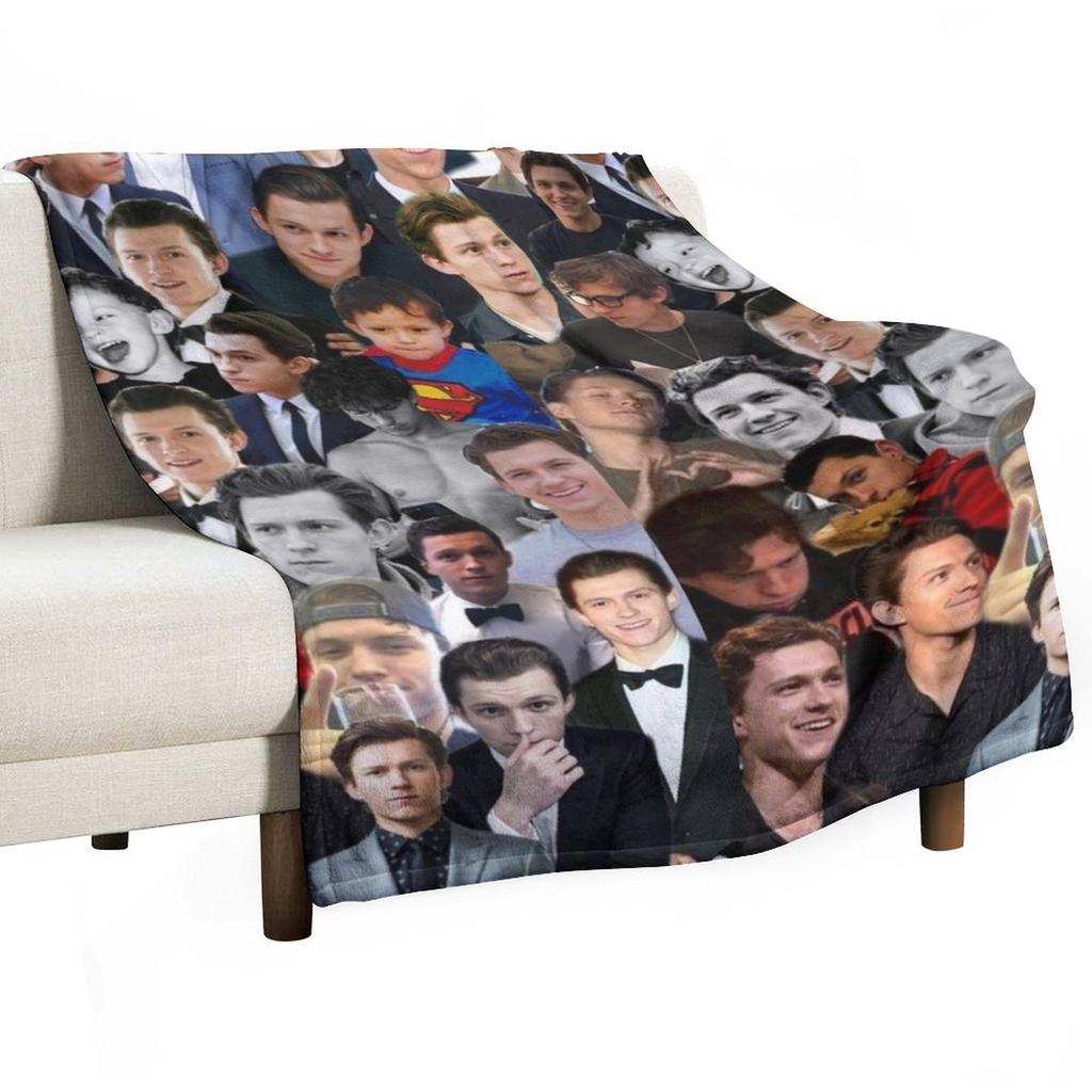 Coperta Plaid con Collage di Foto di Tom Holland calda invernale regalo divertente Trasloco calda per l'inverno Coperte