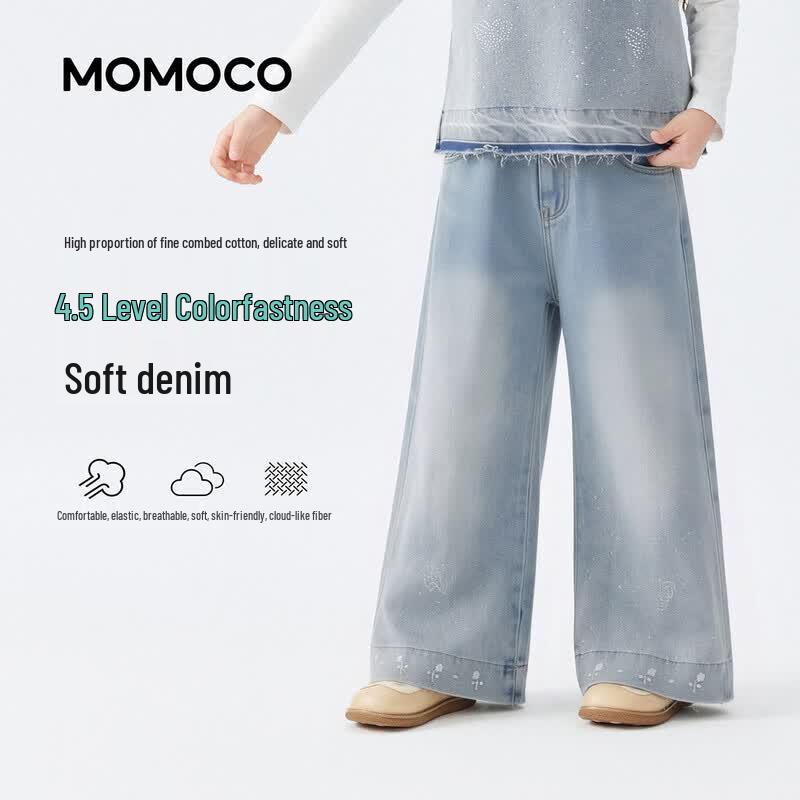MOMOCO Girls Sweet Fashion Denim Long Pants 140