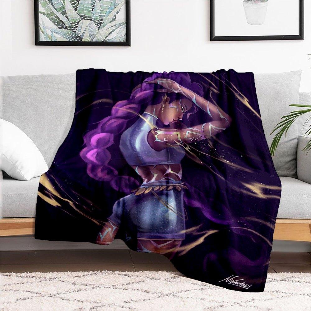 "Galactic Elegance: Purple Starry Night Crop Top & Shorts Set"Blanket Lightweight Flannel Throw Blanket for Sofa, Bed, Travel, Camping, Livi
