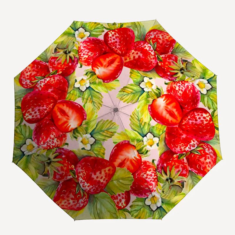 1pc Strawberry Wreath Automatic Folding Umbrella - 8-Rib Durable Iron Frame, Compact Portable for Daily Travel yy251205068