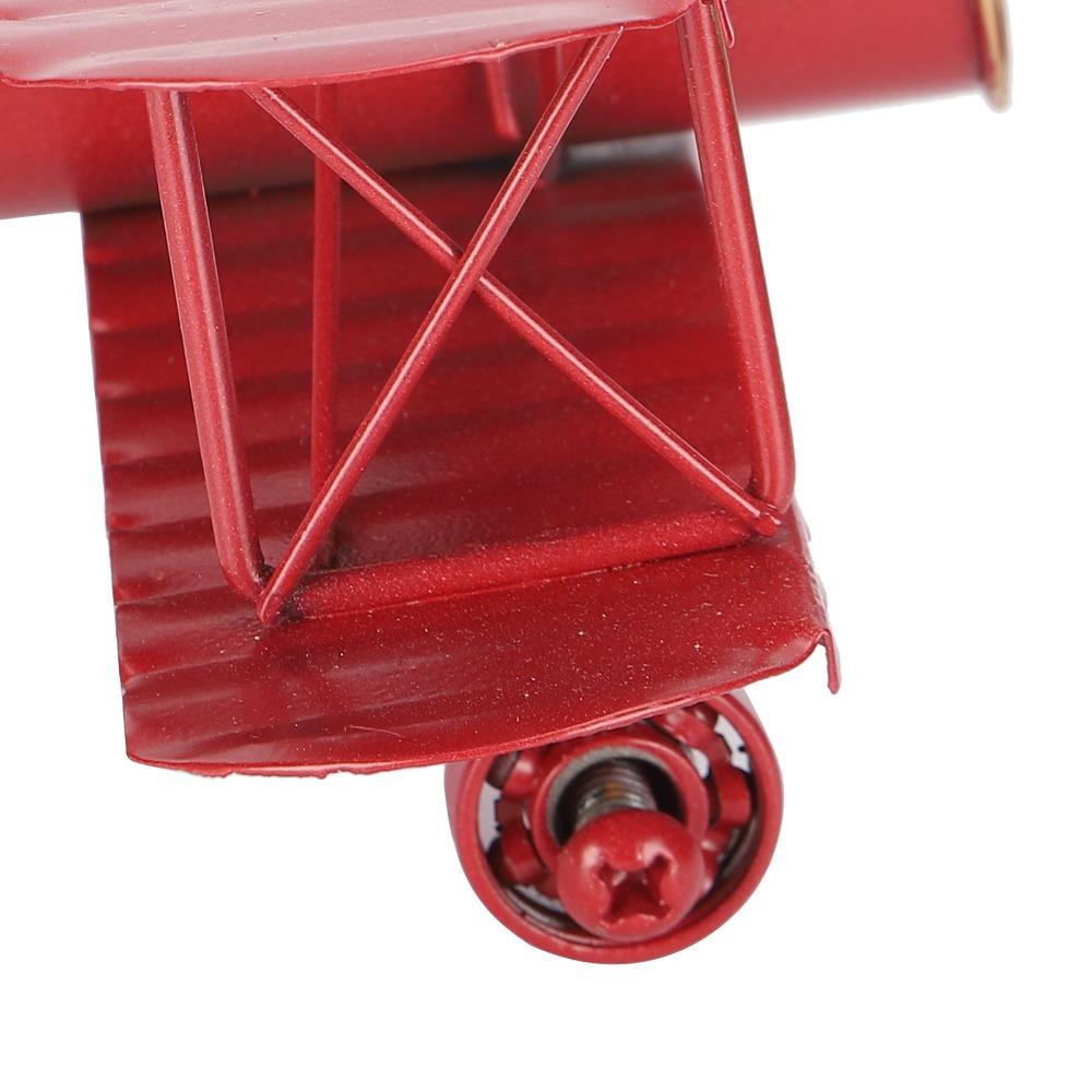 Moving Metal Biplane Ornament Red Vintage Aircraft Decor Retro Hanging Handicraft  Home Decoration