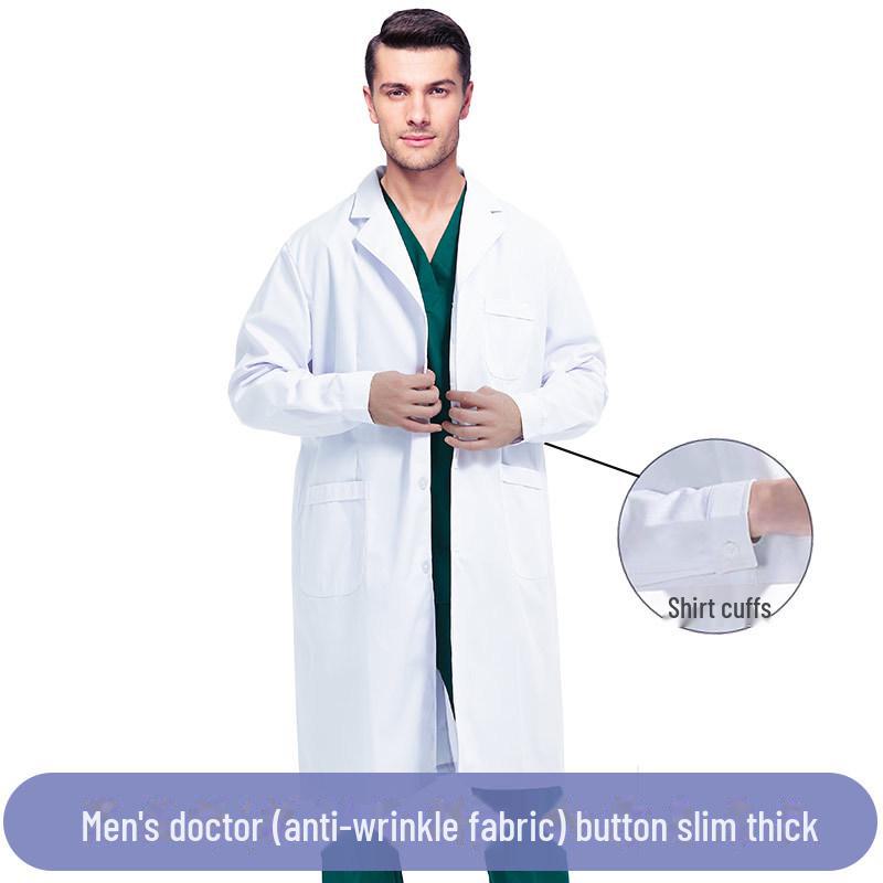 Unisex White Lab Coat for College Students, Doctors, Nurses, Beauty Salon Workers - Long or Short Sleeve Option