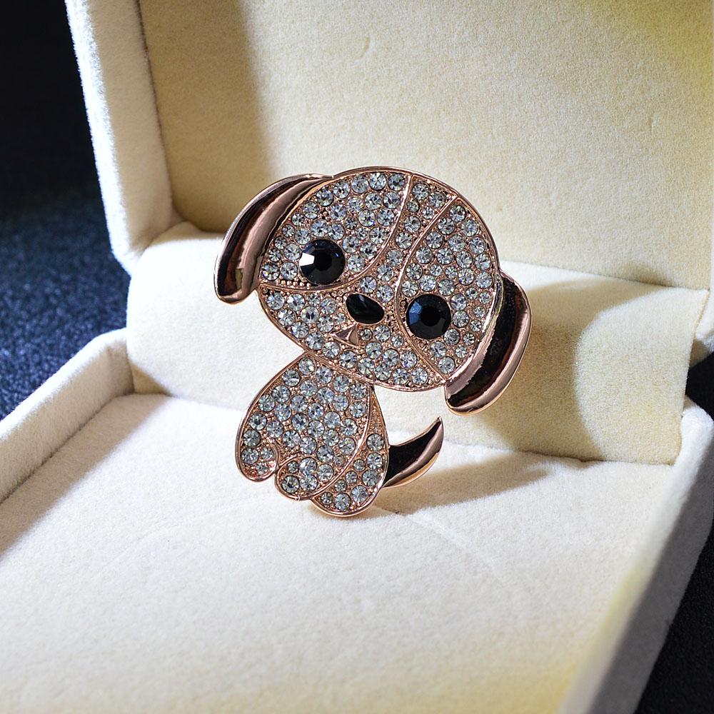 New Arrival Rhinestone Dog Brooch Puppy Pin For Kids Women Cute Vivd Animal Jewelry High Quality