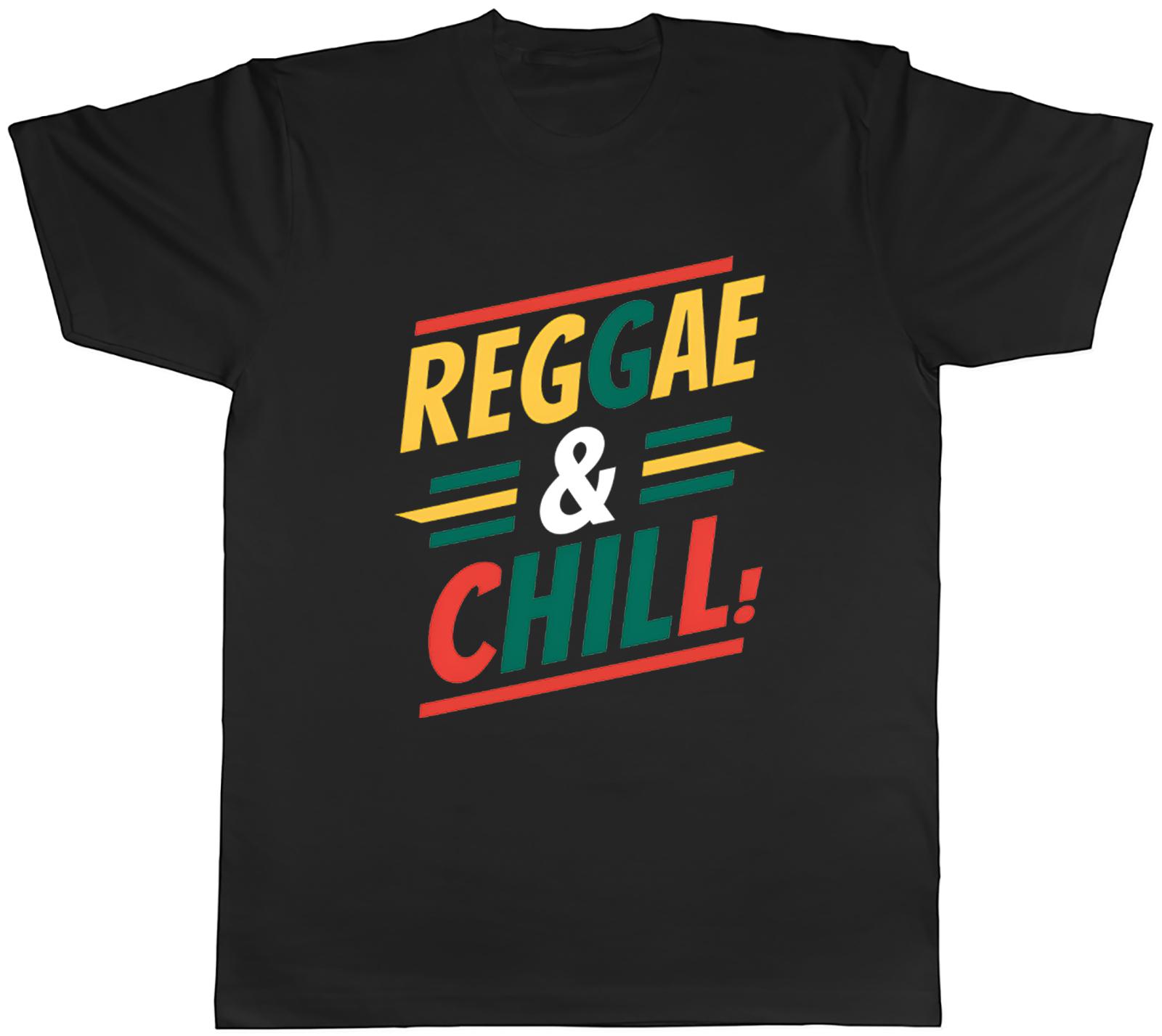 Reggae and Chill Unisexs TShirt Jamaican Music Love Rasta Tee Gift S