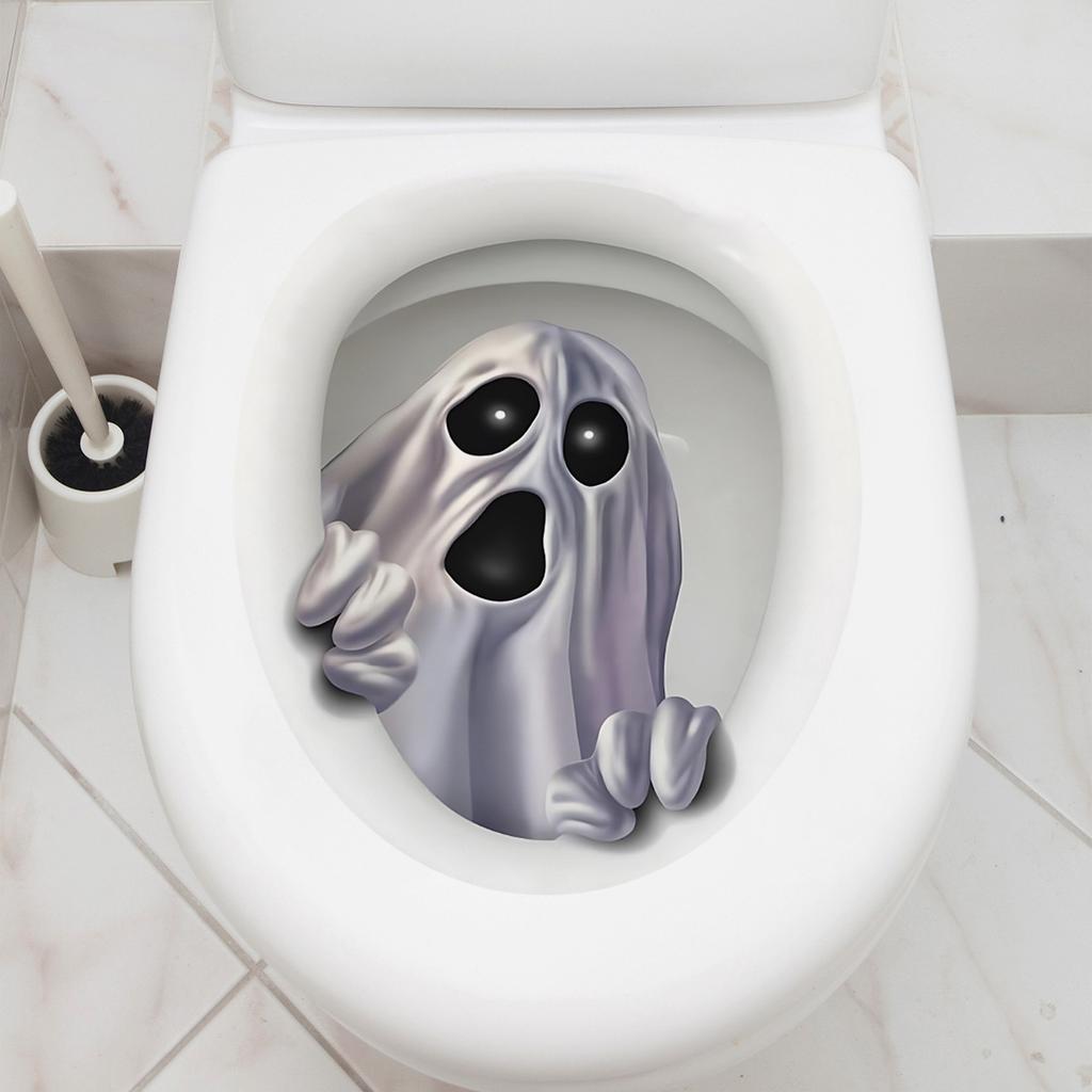 Halloween Toilet Sticker Horror Funny Sticker Self-Adhesive Decorative Sticker Toilet Toilet Lid Sticker