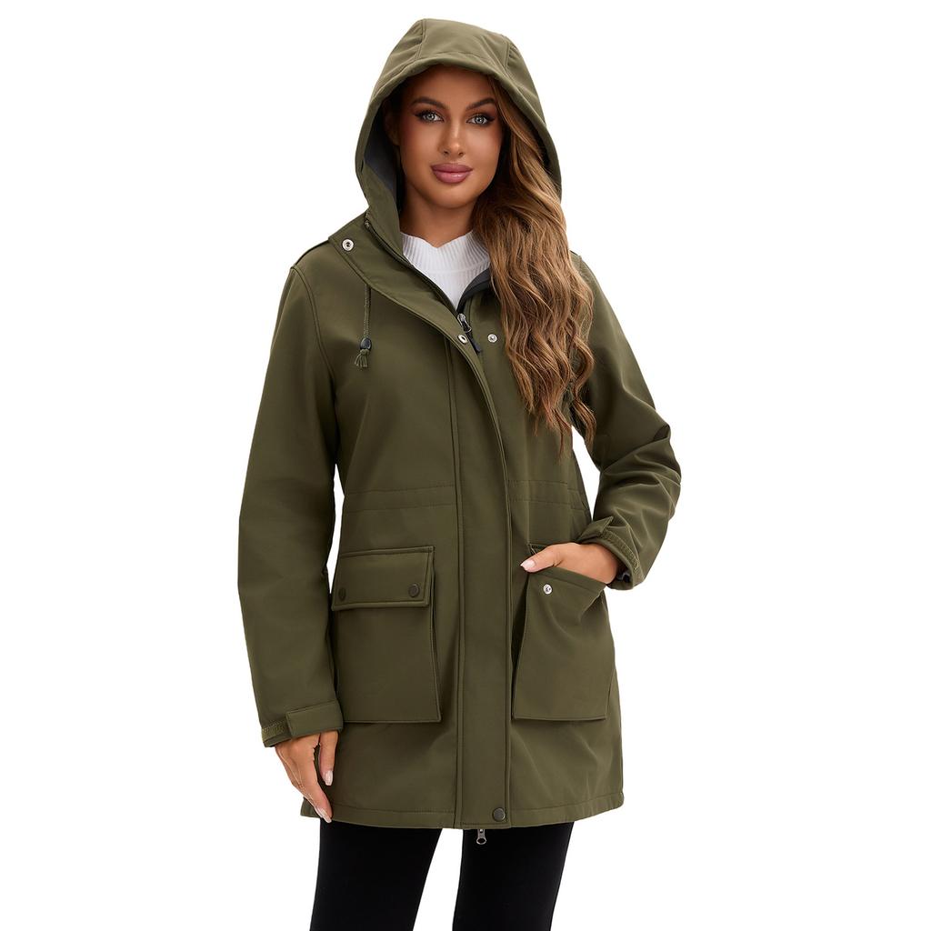 Medium-length Hooded Fashion Trend Women's Thickened Warm Mountaineering Clothing Rainproof Lightweight Comfortable Long-sleeved Cotton Clothing