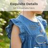 Short-Sleeved Denim Dress Summer Children'S Dress With Appliqué Embroidery Cartoon Fashion Lace Sleeves Children'S Dress