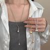 Simple Temperament Water Droplet Calabash Pendant Necklaces for Women New Design Long Titanium Steel Sweater Chain