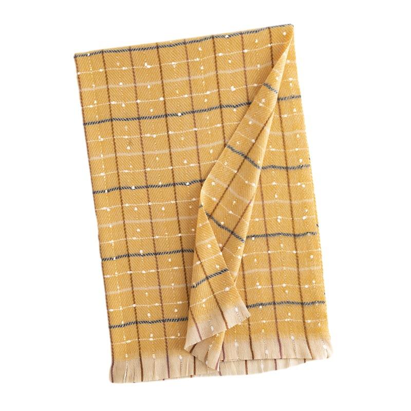 Maillard Tassel Plaid Scarf Winter New Cream Commuter Neck Scarf Small Fresh Mesh Warm Shawl