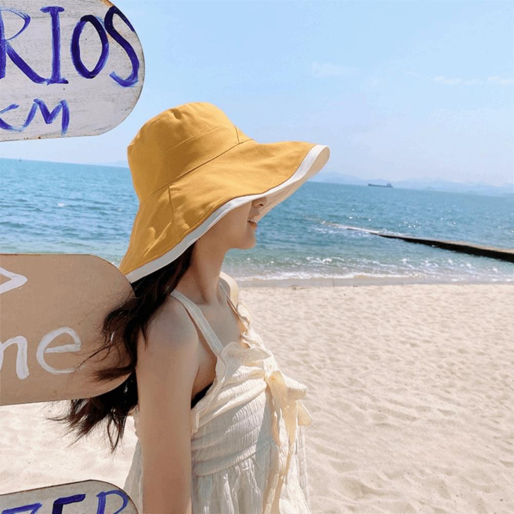 Versatile Women Sun Hat Broad-edged Bucket Hat Portable Double-sided Wear Fisherman's Hat  Beach