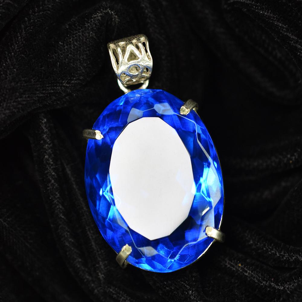 Natural Blue Topaz Pendant Oval Cut 93.40 Ct Unique Pendant Gemstone Certified My-pd-129-k