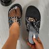 Fashion Fashion Leopard Design Casual Flat Half Slippers for Women 2025 Summer Mesh Hollow Breathable Comfortable Slip on Beach Sandals