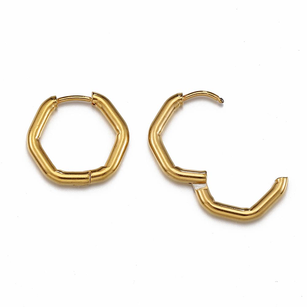 10 Stück Edelstahl Dickdraht Creolen Ohrringe Damen Herren Punk Hiphop Huggie Piercing Schmuckherstellung DIY Goldfarbe Accessoire