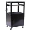 Steel Large AV Cart with Extra Storage - Adjustable Height Cart with Locking Cabinet, Pullout Tray, Power Strip,Easy To Assemble