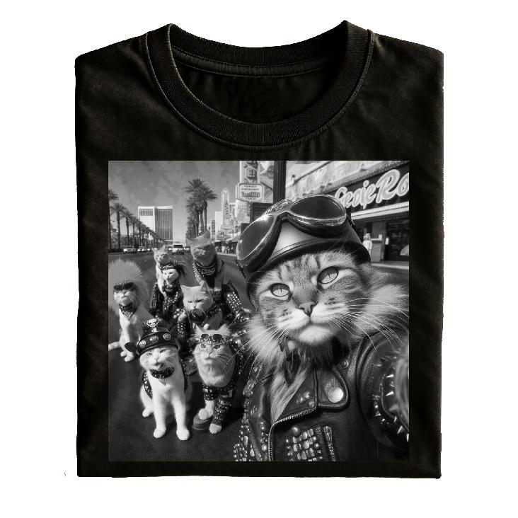 Cool Cats Biker Gang Black T-Shirt for Men And Women Streetwear Style with Vintage Cat Motorcycle Riders Print Perfect Gift for Cat Lovers And Biker