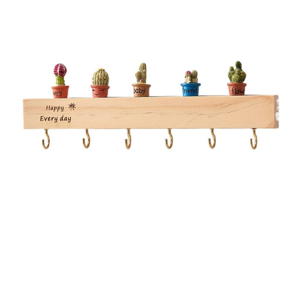 Creative Wooden Key Rack with Cute ornament Clothes Coat Hooks Door Hooks Hanger  Home