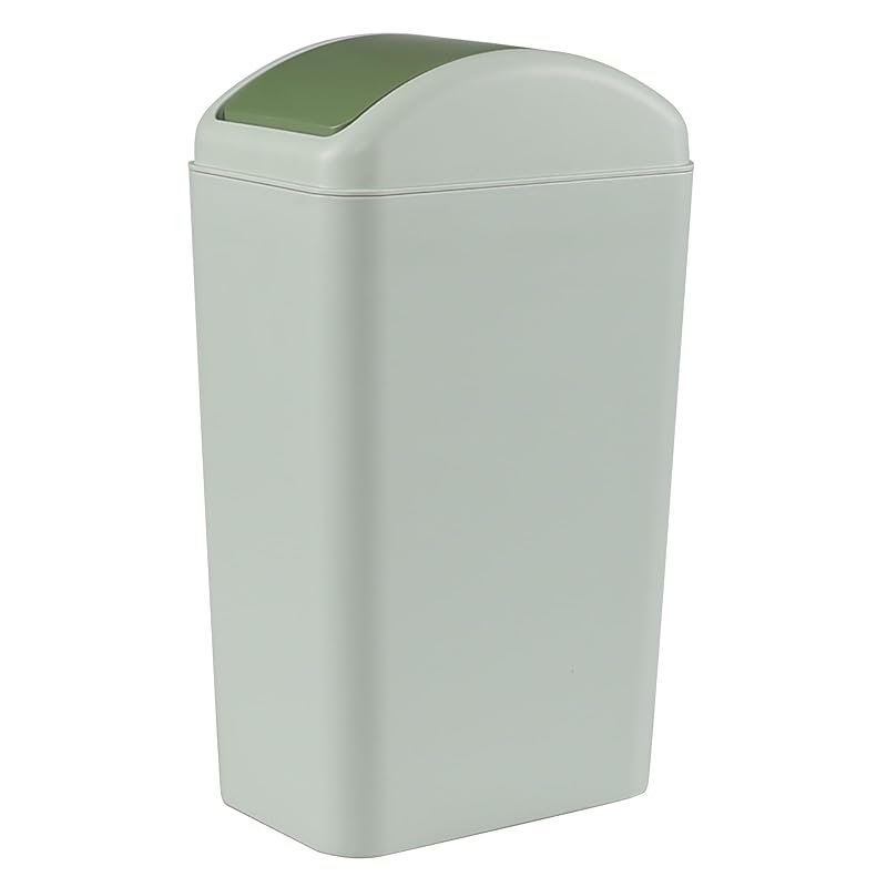 3 Gallon Trash Can with Swing-Top Lid, Plastic Swing-Top Trash Can (Grey)