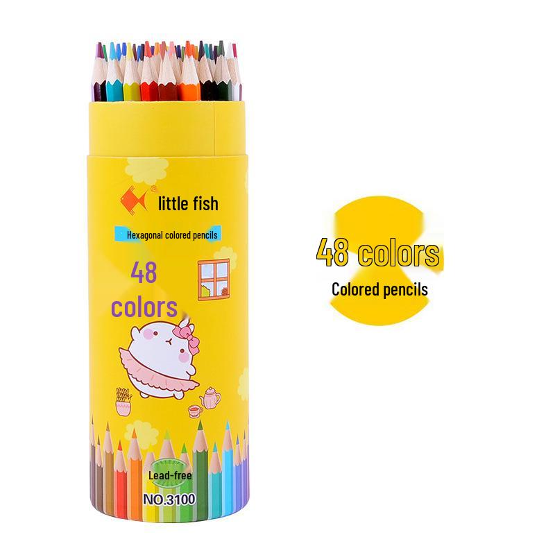 Little Fish Yellow Hexagonal Colored Pencils Set for Students - Custom Logo Available