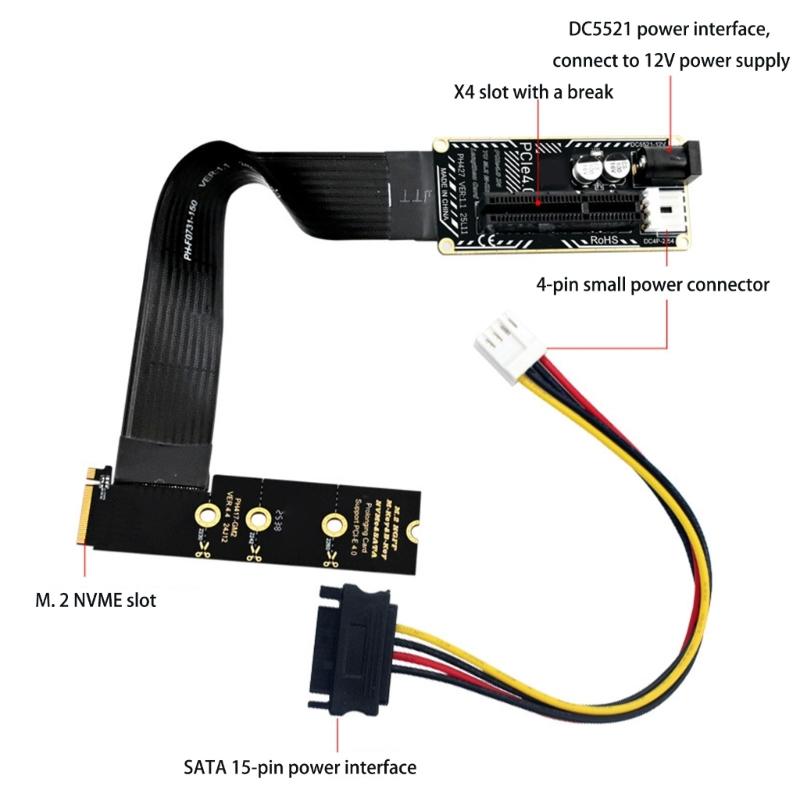 M.2 M Key Nvme To PCIe4.0 Extension Cable Adapter Data Transfer Board for 2230 2242 2260 2280 Graphics Video Card
