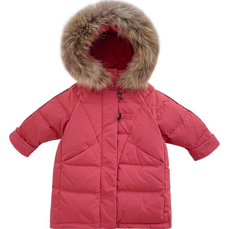 New Girls'cotton-Padded Clothes Children Thickened Keep Warm Pure Color Cute Coat