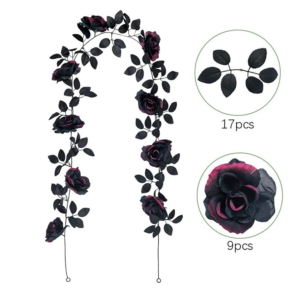 Künstliche Rosenranken-Girlande mit realistischen Blättern und Blumen-Design für Dekorationszwecke im Innen- und Außenbereich Halloween-Party Hausgarten Hochzeit