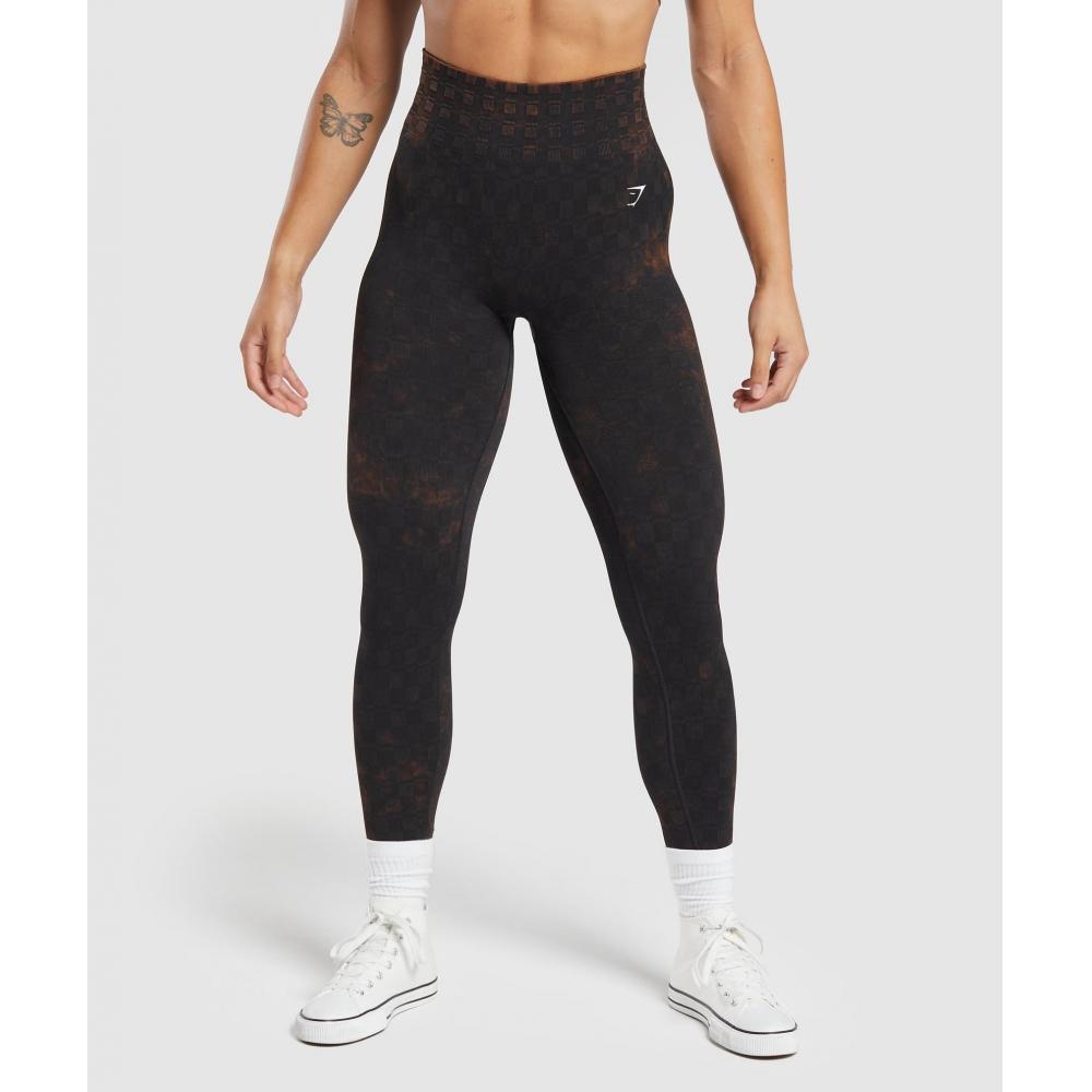 

GYMSHARK клетчатые бесшовные стираные леггинсы черного цвета B5A7Z BB55