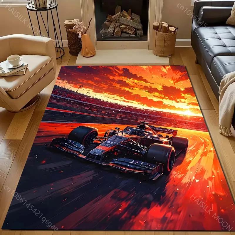3D F1 Racing At Sunset Print Carpet Living Room Bedroom Bedside Sofa Floor Mat Non-Slip Modern Home Decor Area Rug Luxury Gift