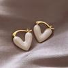 Pink Enamel Heart Huggie Hoop Earrings For Women Sweet Dainty Heart Shaped Drop Earrings Jewelry